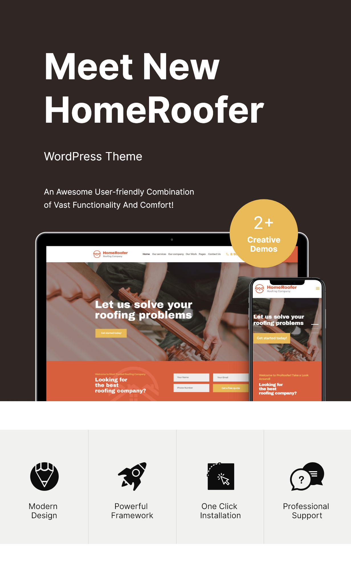 HomeRoofer | Roofing Company Services & Construction WordPress Theme - 2