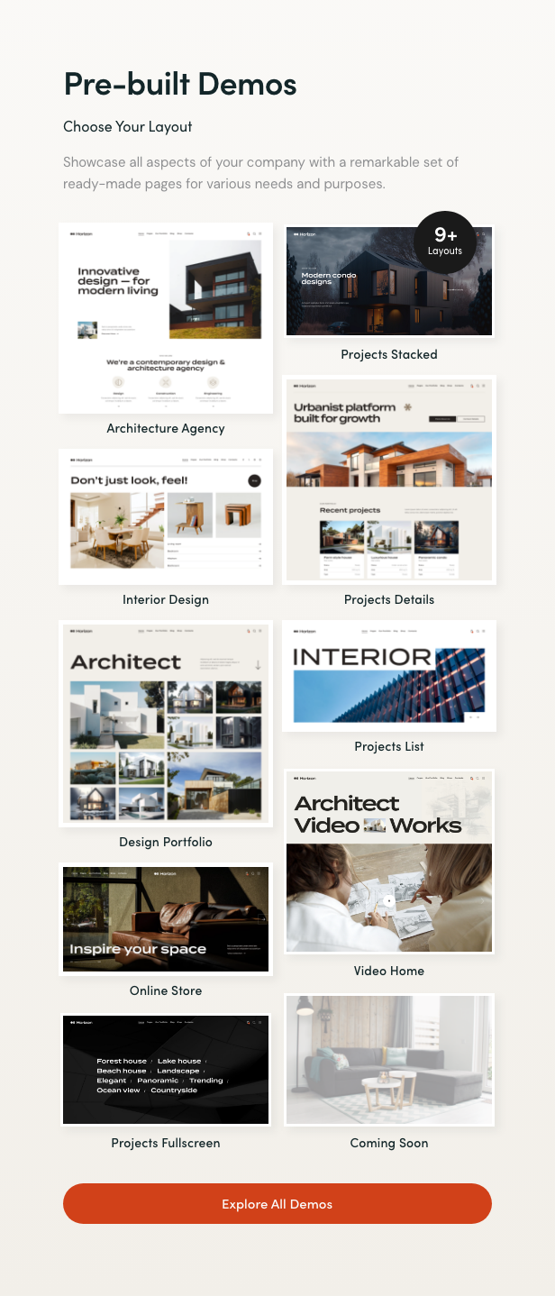 Horizon - Interior Design, Architecture & Portfolio WordPress Theme + Store