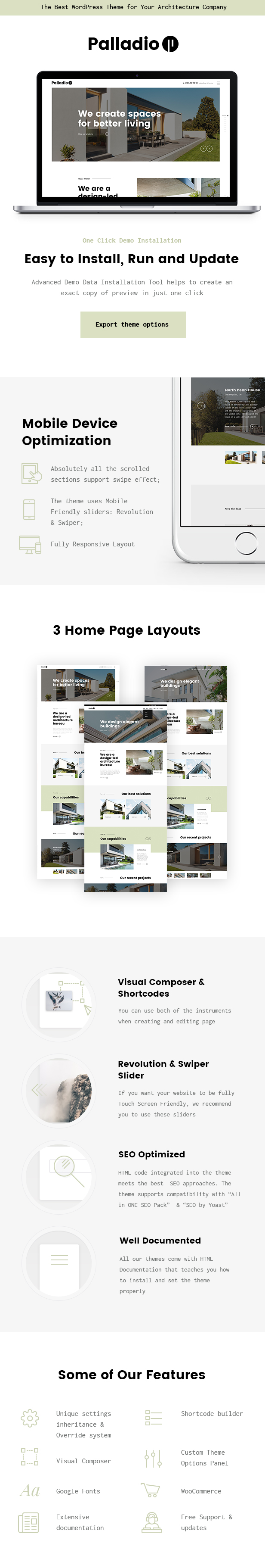 Interior Design & Architecture WordPress Theme features