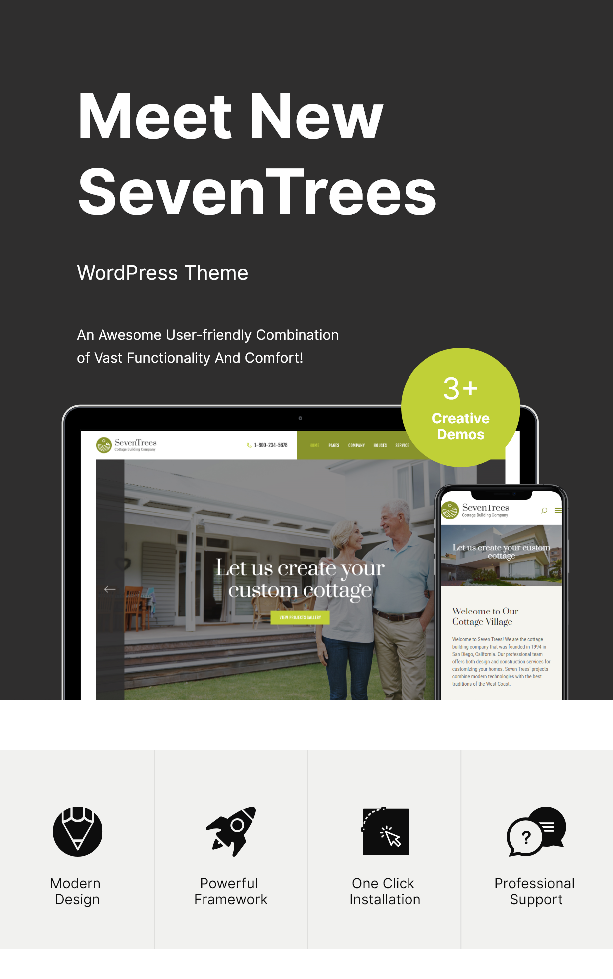 SevenTrees | Real Estate WordPress Theme for Cottage Building Company - 1