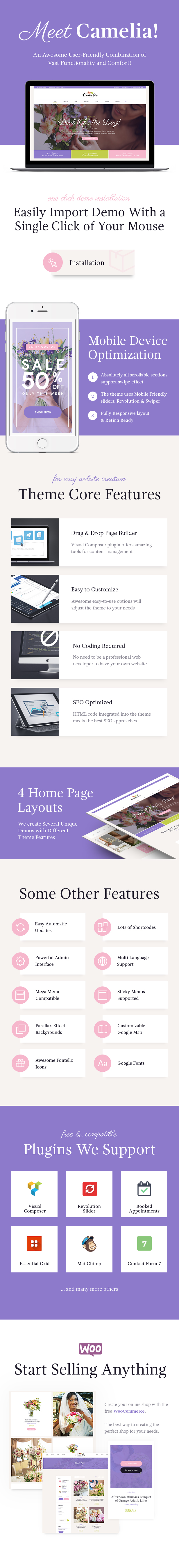 Floral Studio Florist WordPress Theme features