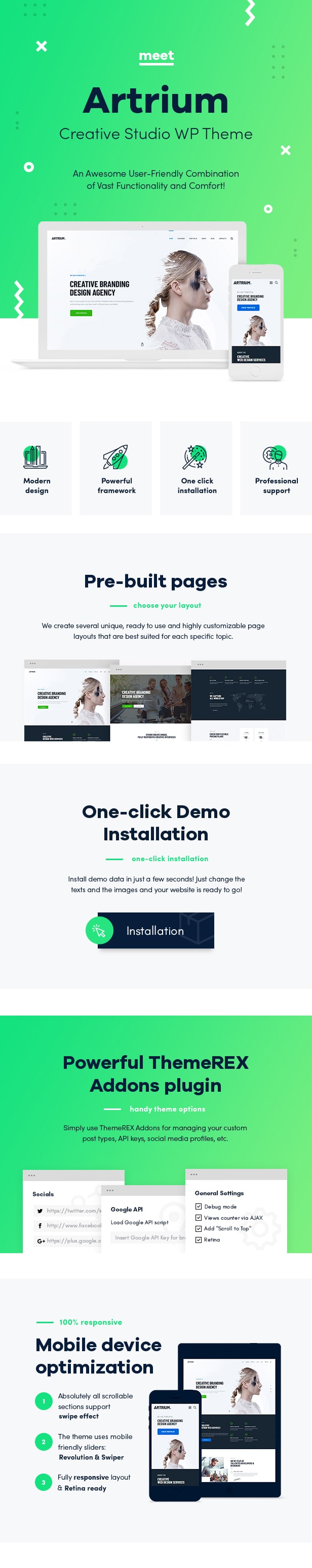 Creative Agency & Web Studio WordPress Theme features