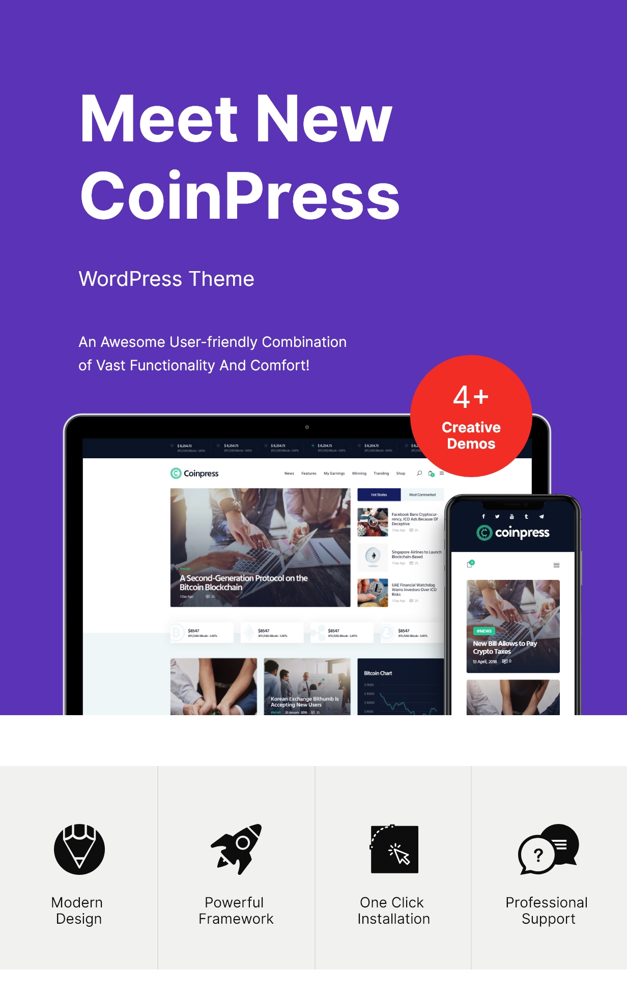 Coinpress | ICO Cryptocurrency Magazine & Blog WordPress Theme