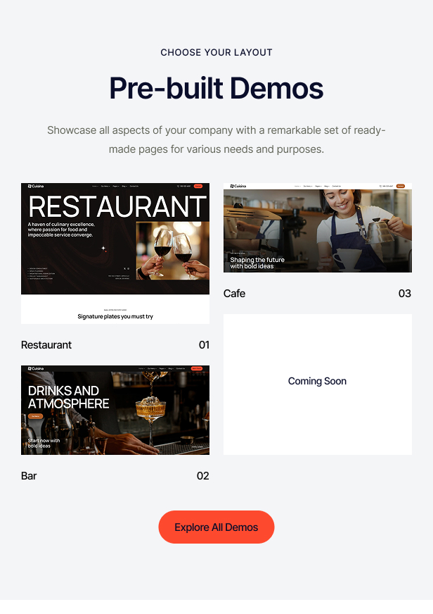 Cuisina - Restaurant Bar & Cafe WordPress Theme