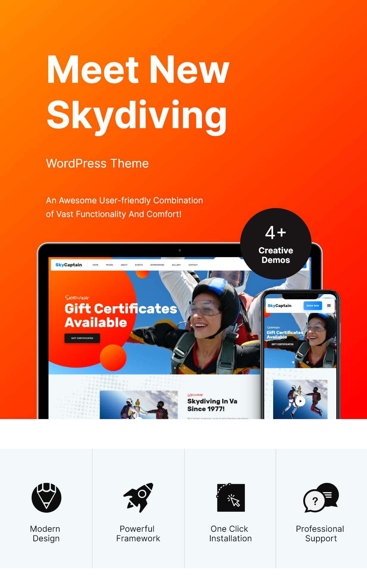 SkyCaptain | Skydiving & Extreme Flying Sports WordPress Theme - 2