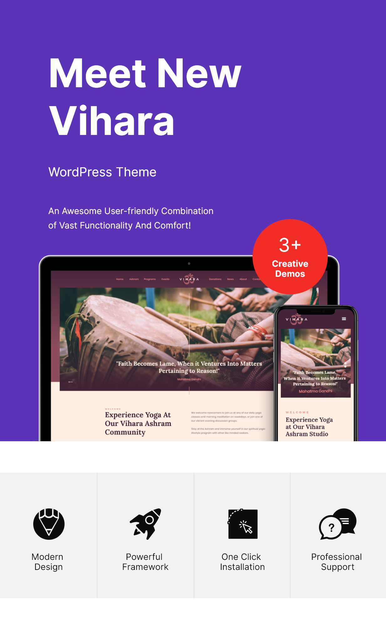 Vihara | Ashram Oriental Buddhist Temple WordPress Theme + RTL - 1