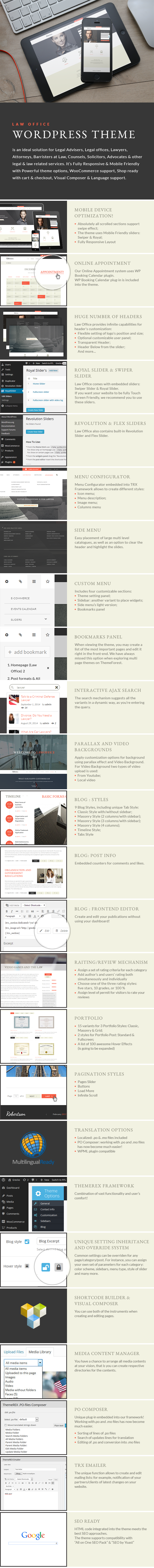 Law Office - Attorney & Legal Adviser WordPress Theme features