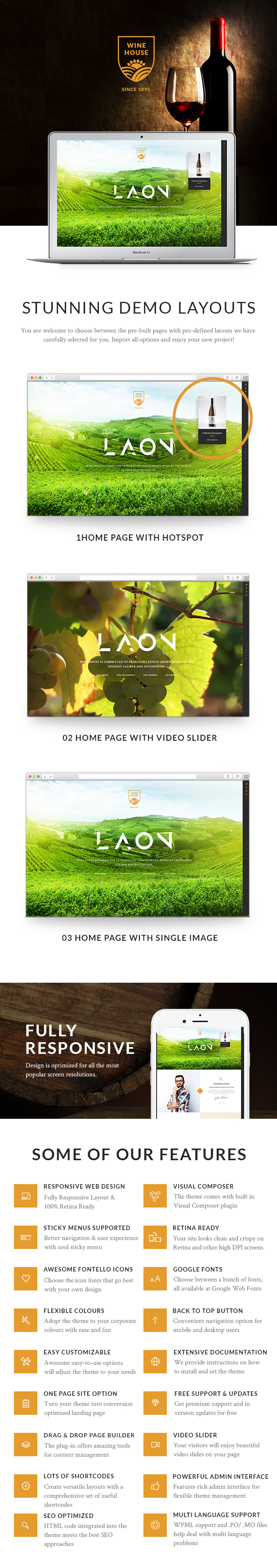 Wine House, Vineyard & Liquor WordPress Theme, Shop features