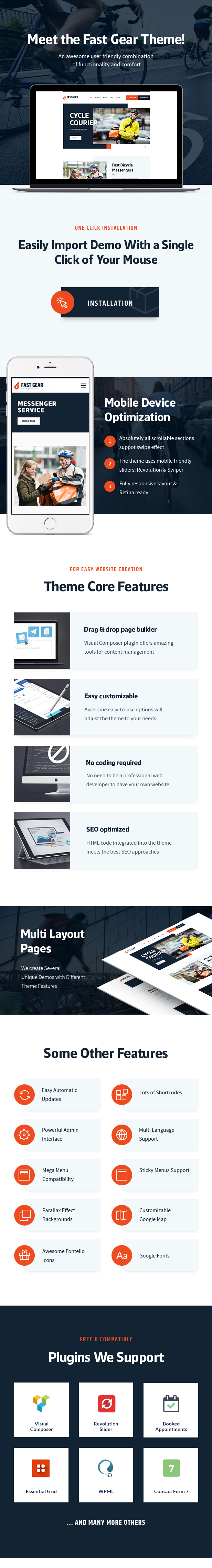 Courier and Delivery Services WordPress Theme features
