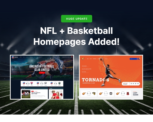 バスケットボールとNFLのホームページ