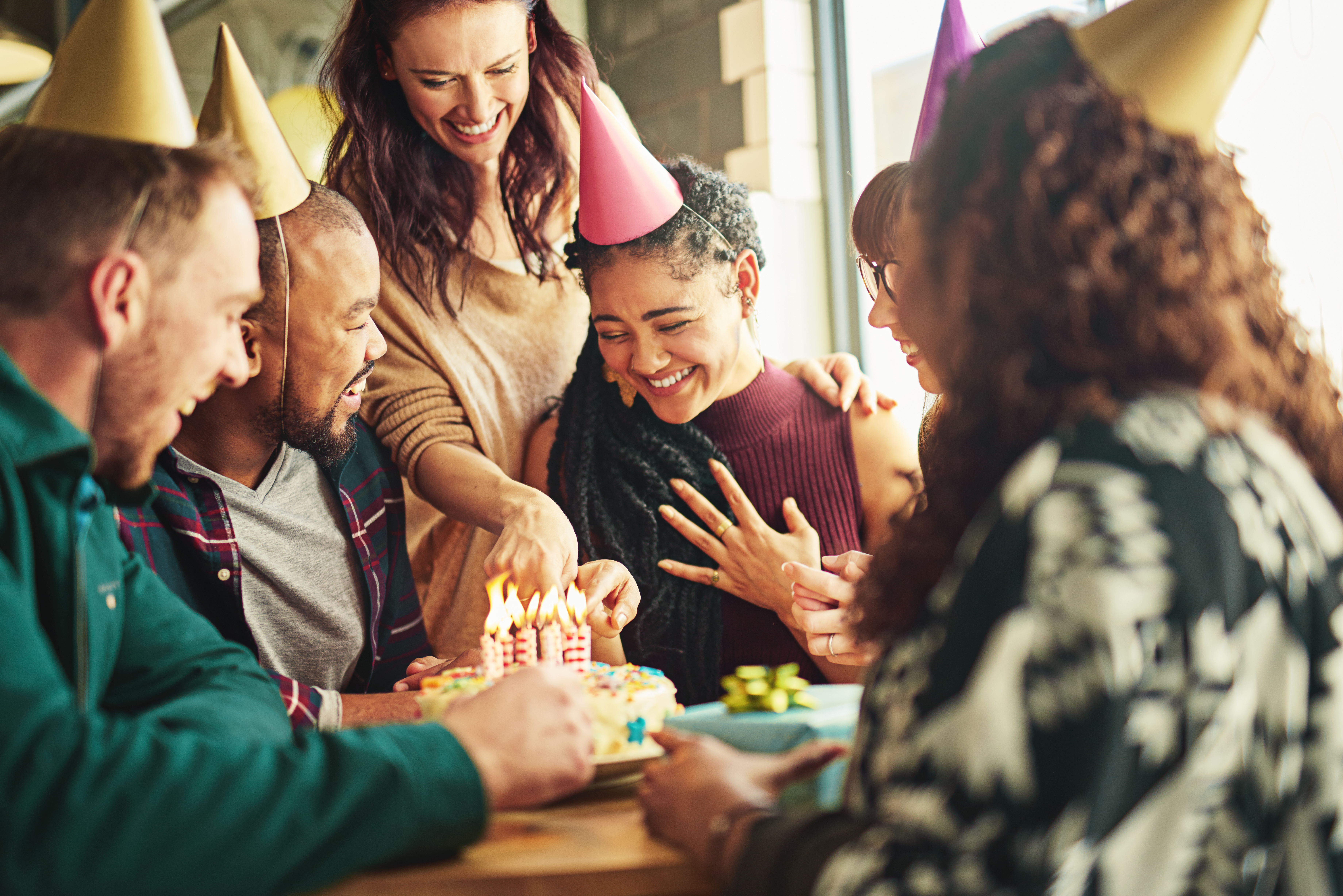 Shot of a young woman celebrating her birthday with her friends