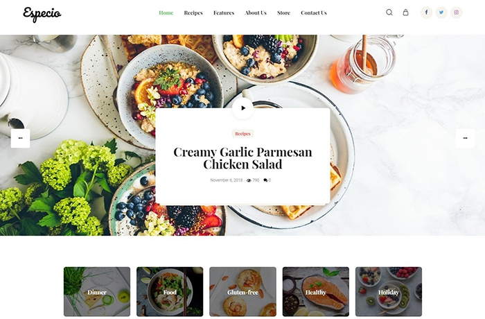 Especio | Gutenberg Food Blog WordPress Theme