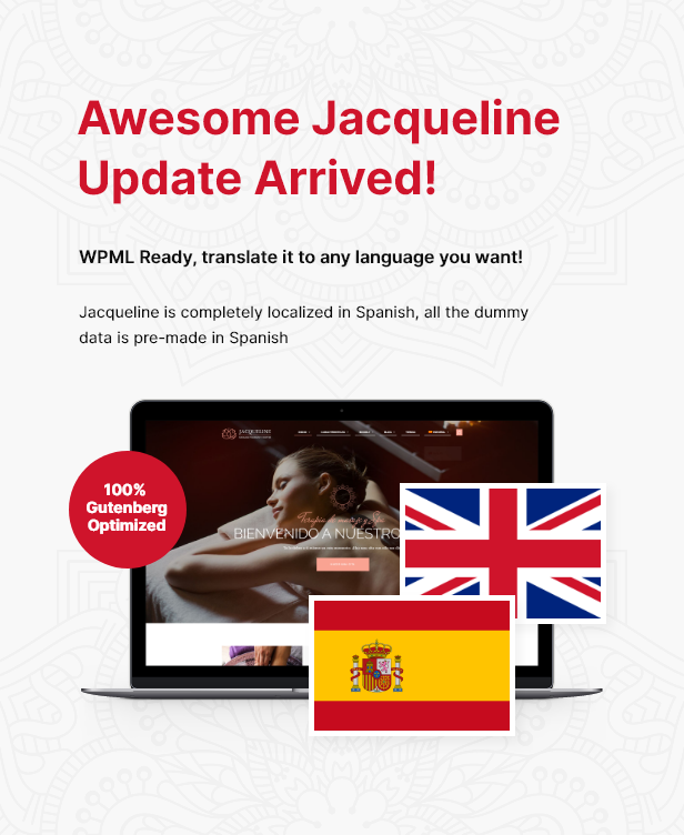 Jacqueline spanish localization + Gutenberg update