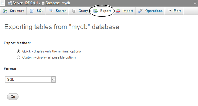 backup of your WordPress Database