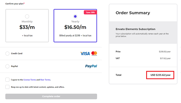 order summary