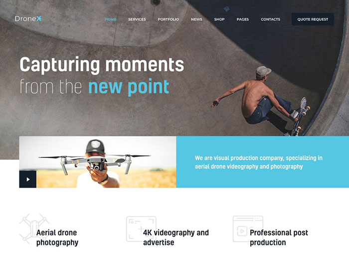 DroneX – Free Photography & Videography WordPress Theme 700