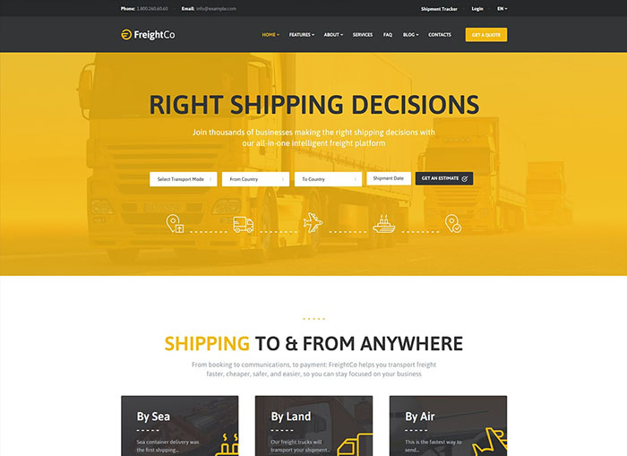 FreightCo – Free Logistics WordPress Theme