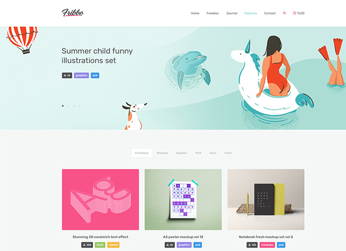 Fribbo - Freebies Blog WordPress Theme