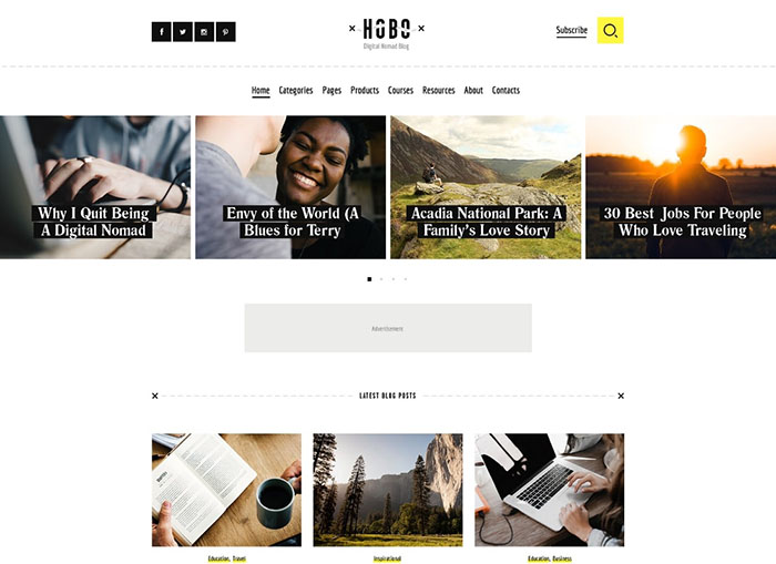 Hobo | Digital Nomad Travel Lifestyle Blog WordPress Theme