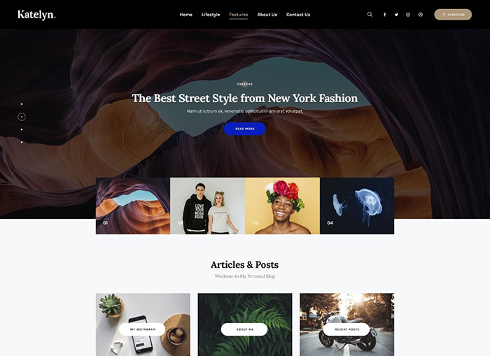 Katelyn | Creative Gutenberg Blog WordPress Theme