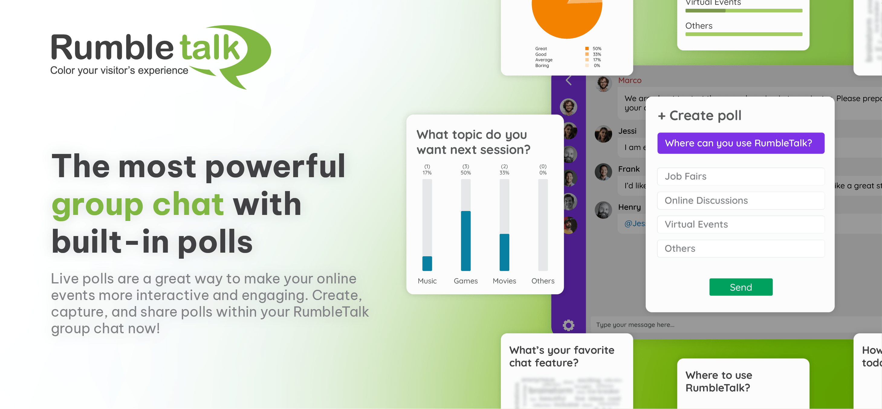 Group chat for events with live polls