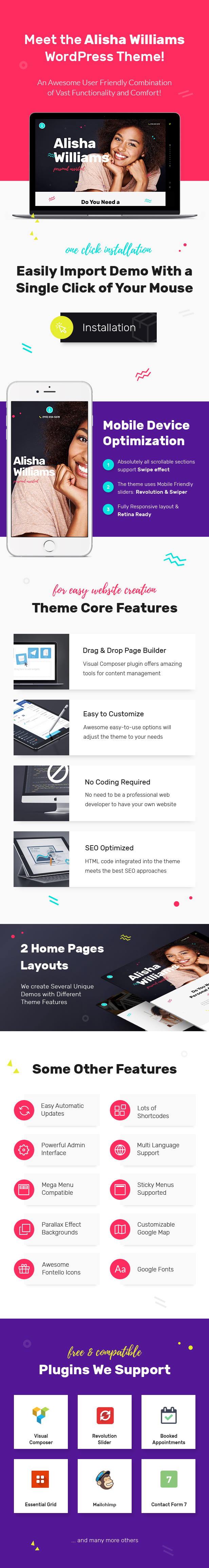Personal Assistant & Administrative Services WordPress Theme features