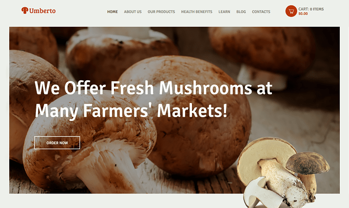 Umberto Mushroom Farm WordPress Theme