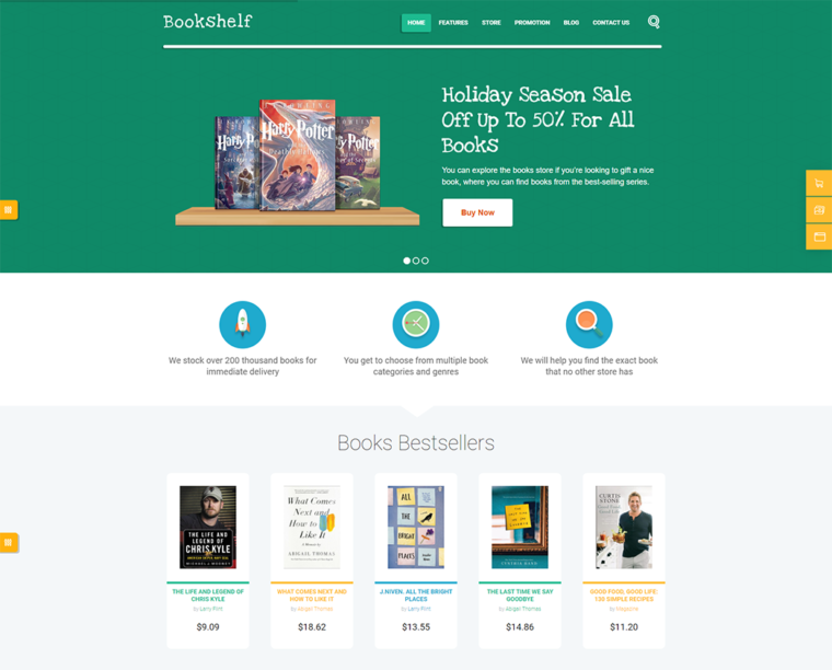 Bookshelf Books & Media Online Store WordPress Theme ThemeREX
